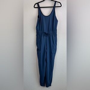 Athleta Unbound Jumpsuit in Navy Blue Black Trim Size XS